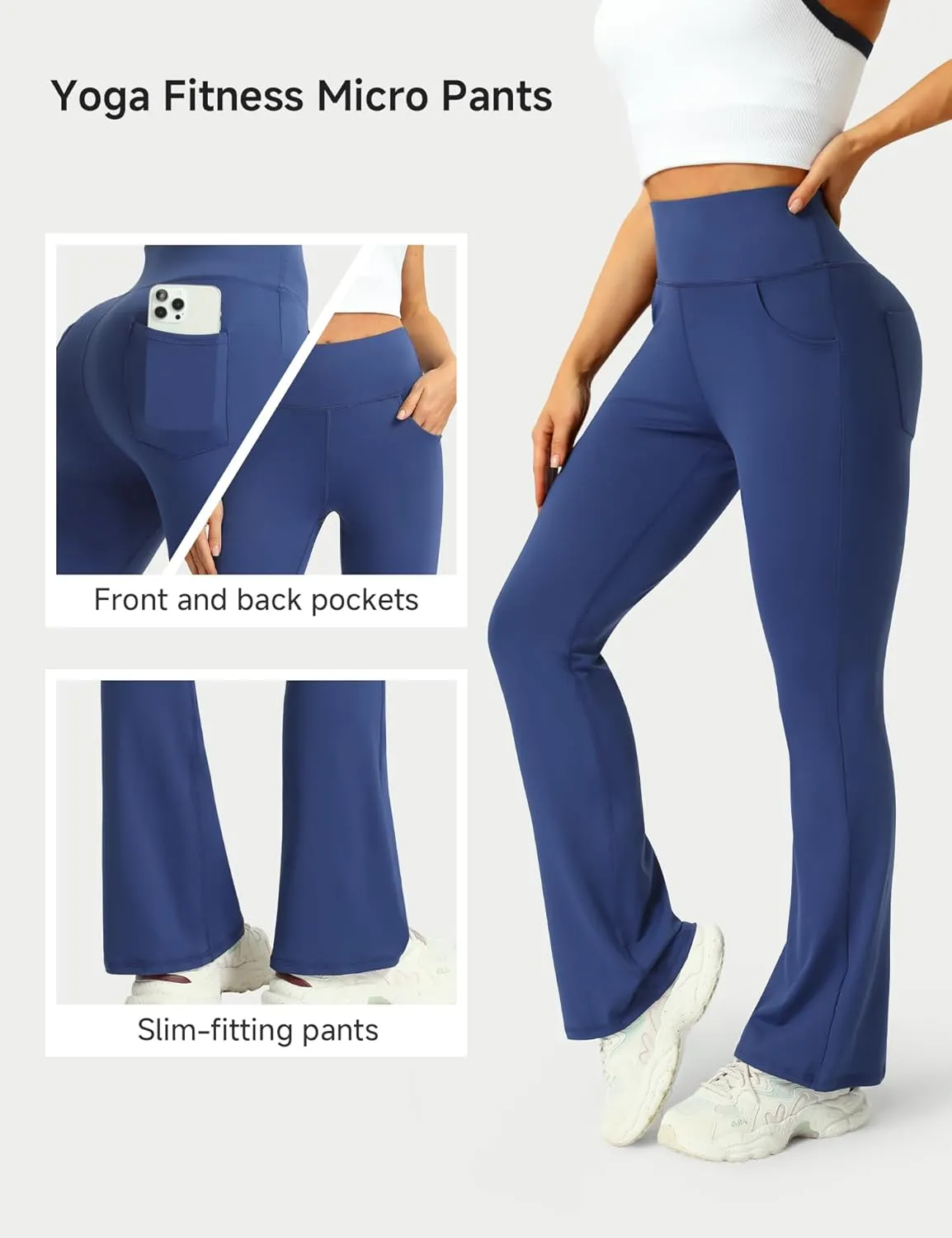 3 Packs Womens High Waist Flare Pants-Flare Yoga PantsYoga Pants with Pockets - High Waist and Wide Leg