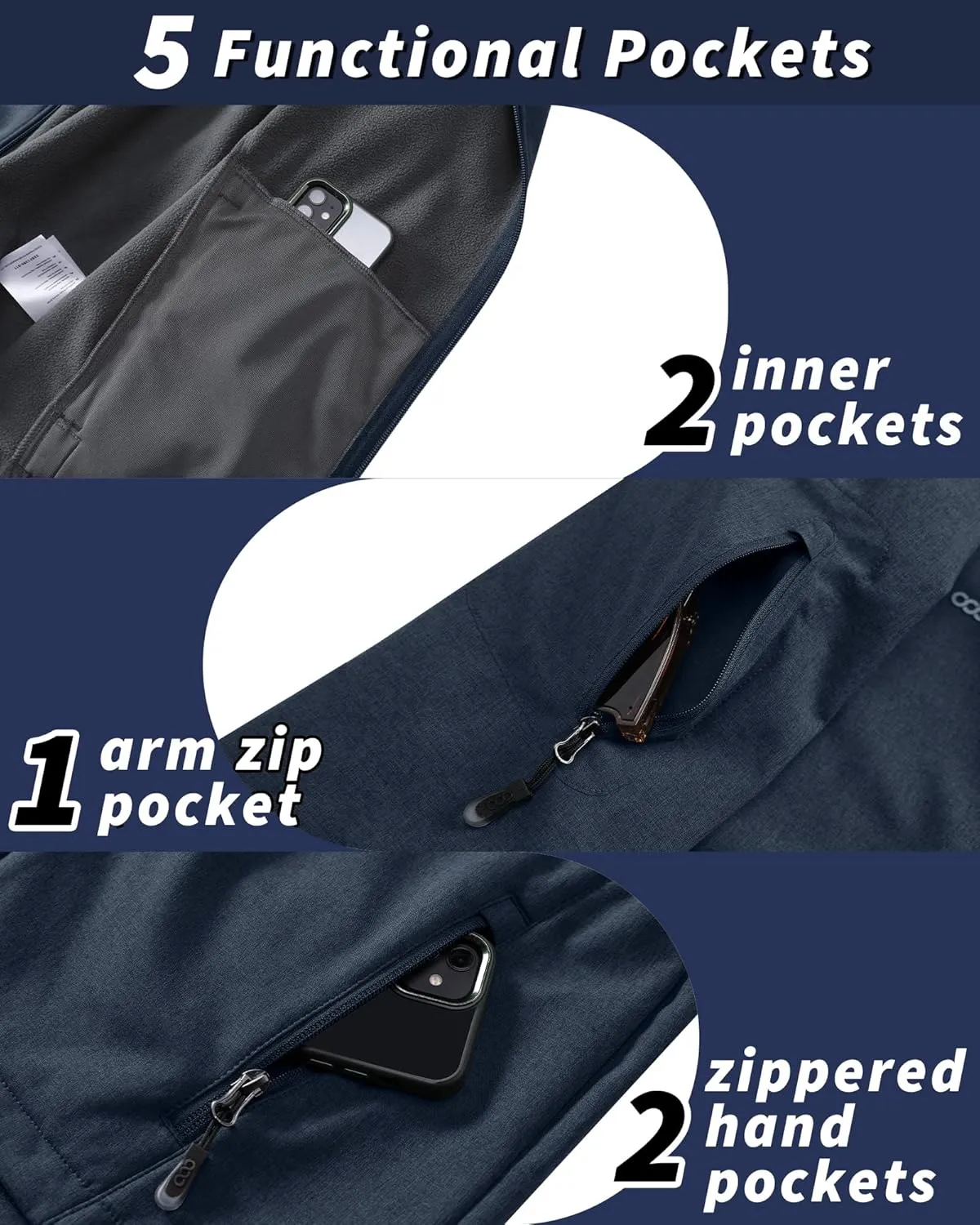 33,000ft Men's Hooded Softshell Jacket Waterproof Lightweight Insulated Windbreaker Fleece Lined Rain Shell Jacket