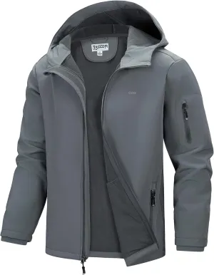 33,000ft Men's Hooded Softshell Jacket Waterproof Lightweight Insulated Windbreaker Fleece Lined Rain Shell Jacket