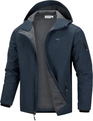 33,000ft Men's Hooded Softshell Jacket Waterproof Lightweight Insulated Windbreaker Fleece Lined Rain Shell Jacket