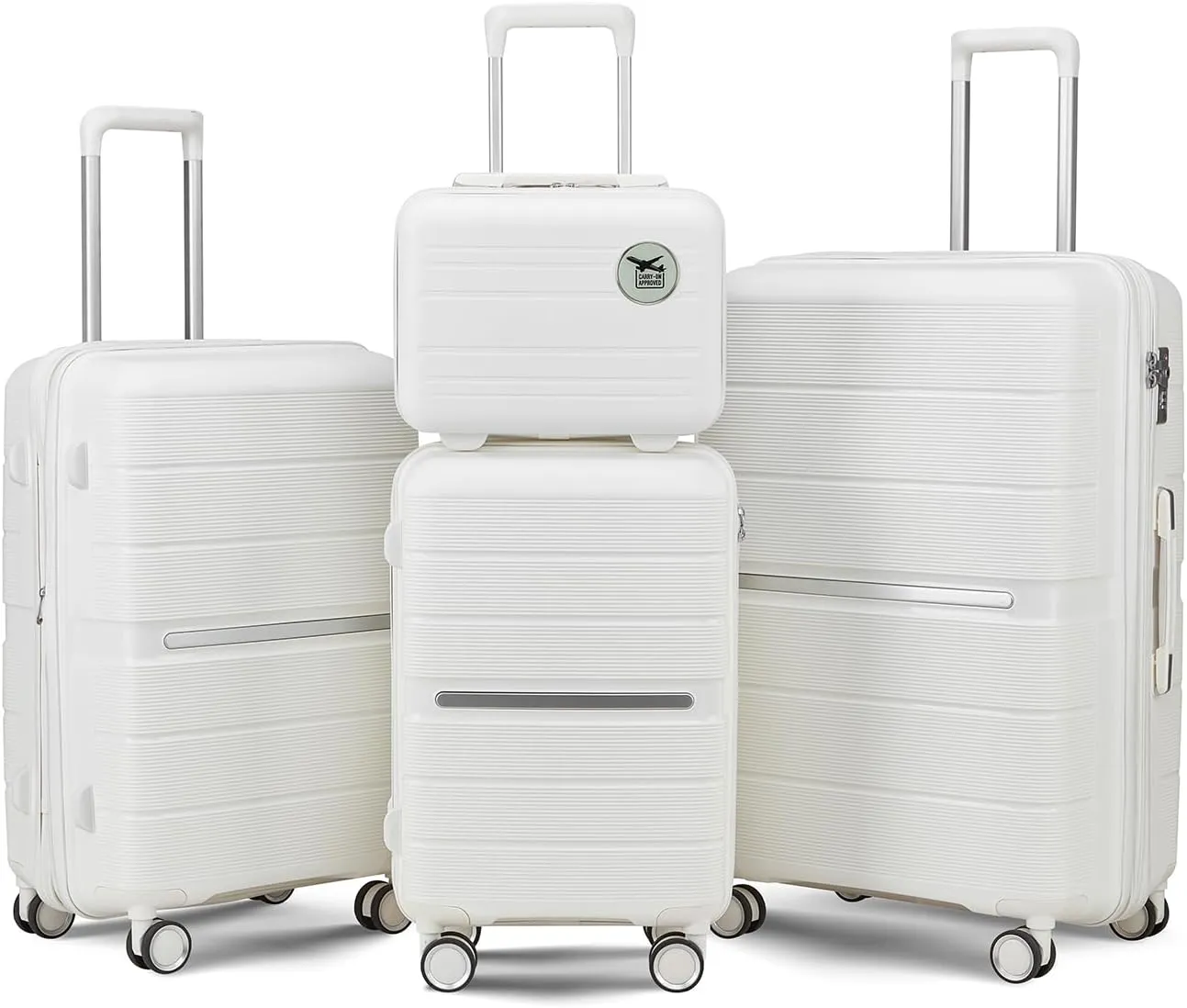 4-Piece Expandable Luggage Set with Spinner Wheels (White) | Durable, Lightweight, & TSA Approved | Carry-on & Checked Sizes | Perfect for Travel
