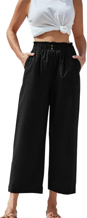 ADHOWBEW Womens Summer Pants 2025 Dressy Trousers Loose Fit Comfy Lounge Cover Ups Slacks Casual Plus Size Trendy Pants