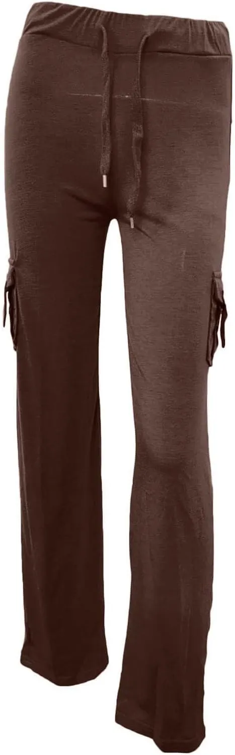 aihihe Cargo Pants for Women Bootcut Yoga Pants Wide Leg Sweatpants Plus Size Gym Workout Fitness Trousers with Button Pocket