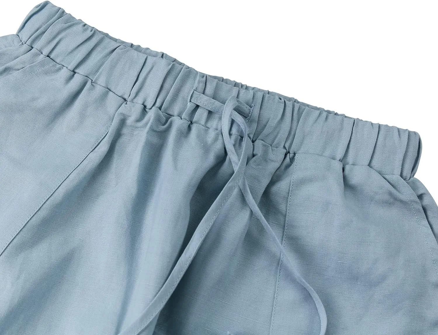 Amazhiyu Womens Linen High Waist Pencil Pants with Pockets Drawstring Trousers