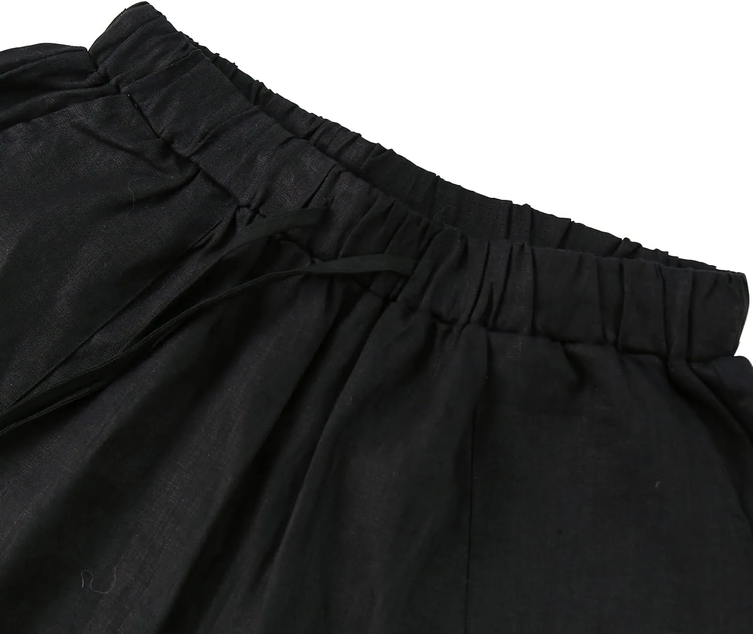 Amazhiyu Womens Linen High Waist Pencil Pants with Pockets Drawstring Trousers