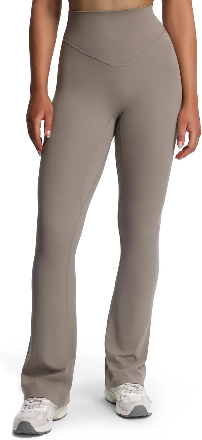 Aoxjox Workout Breeze Flares Leggings for Women High Waisted Tummy Control Buttery Soft Wide Leg Yoga Pants 32"