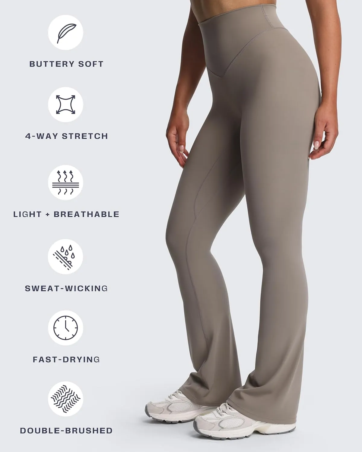 Aoxjox Workout Breeze Flares Leggings for Women High Waisted Tummy Control Buttery Soft Wide Leg Yoga Pants 32"