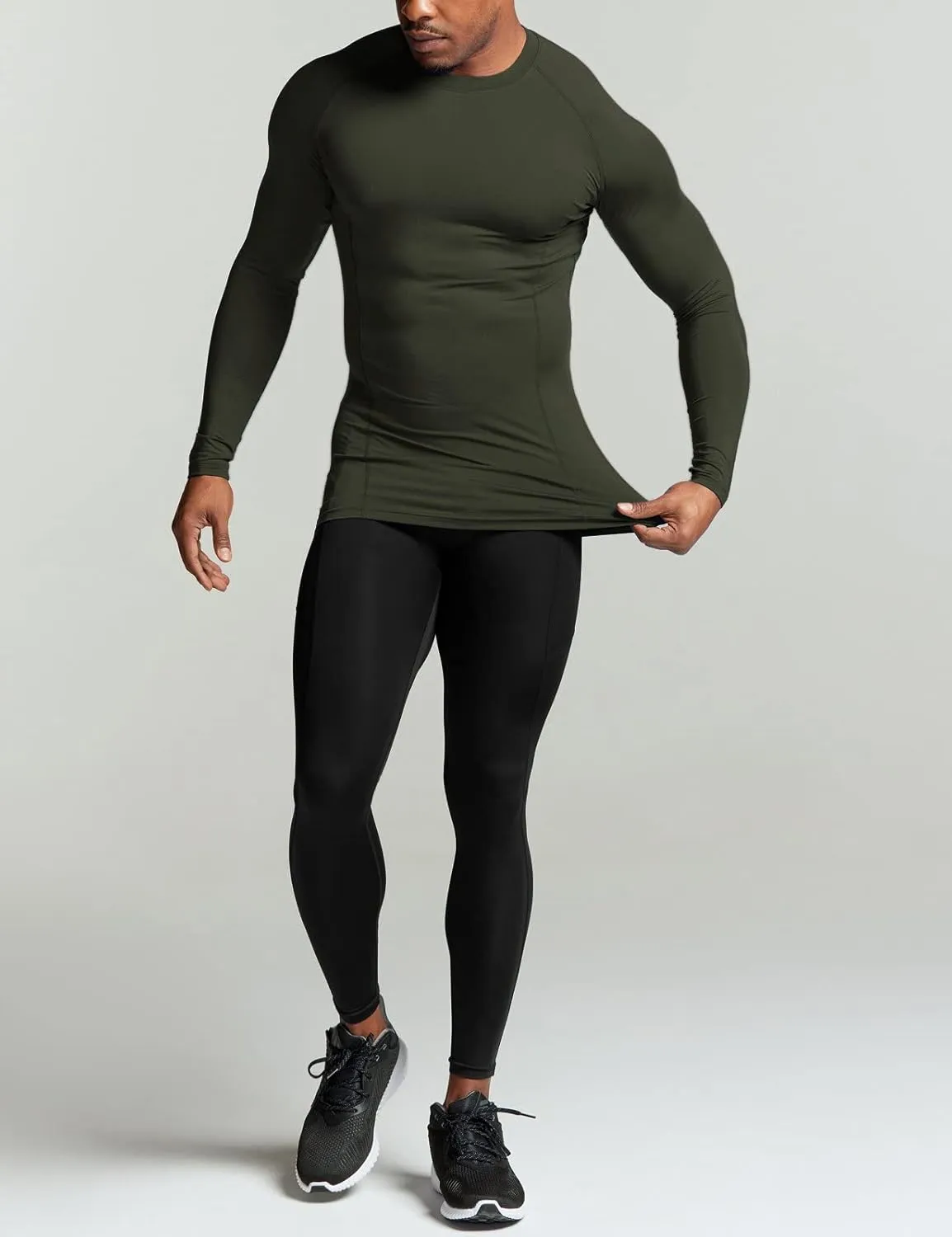 ATHLIO Men's UPF 50  Long Sleeve Compression Shirts, Water Sports Rash Guard Base Layer, Athletic Workout Shirt