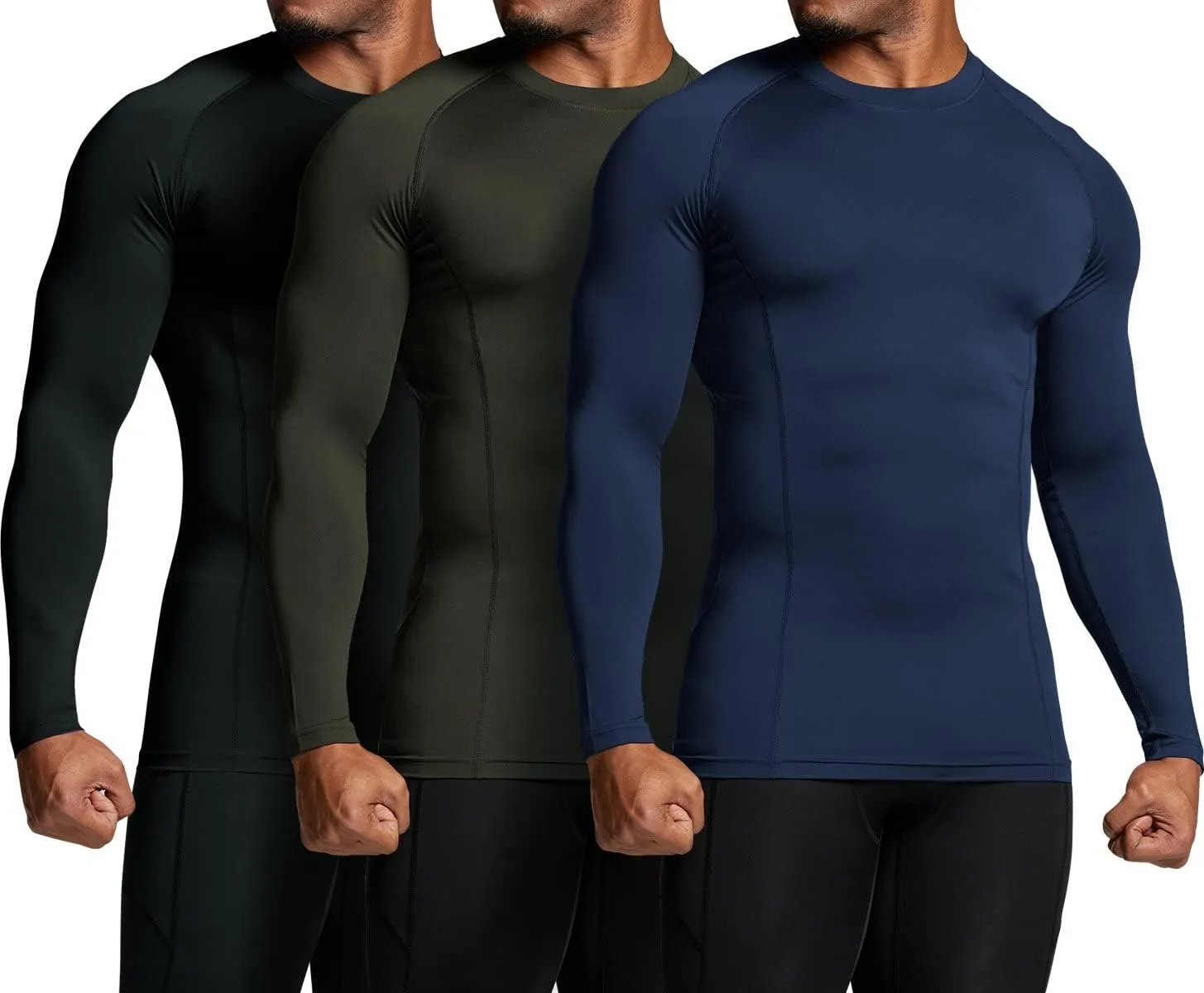 ATHLIO Men's UPF 50  Long Sleeve Compression Shirts, Water Sports Rash Guard Base Layer, Athletic Workout Shirt
