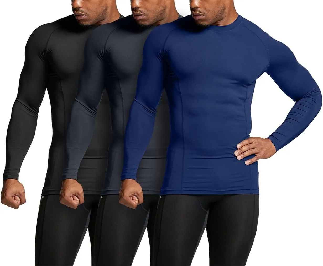 ATHLIO Men's UPF 50  Long Sleeve Compression Shirts, Water Sports Rash Guard Base Layer, Athletic Workout Shirt