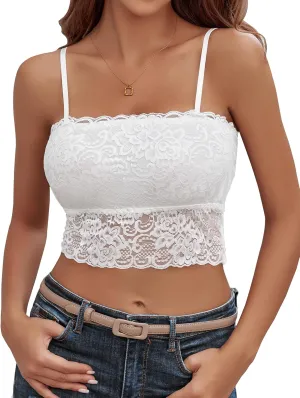 Avidlove Bralettes for Women Lace Spaghetti Strap Tank Top Tube Slim Basic Camisole