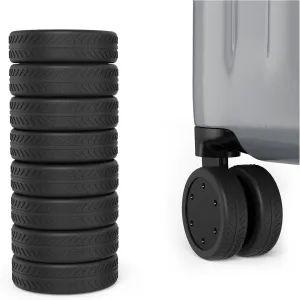 AWINNER 8 Pack Luggage Wheels Covers - Silicone Luggage Wheel Protector Covers for most 8 Spinner Wheel Suitcases or Office Chair Caster,Durable,Mute and Shock Absorption (Black)