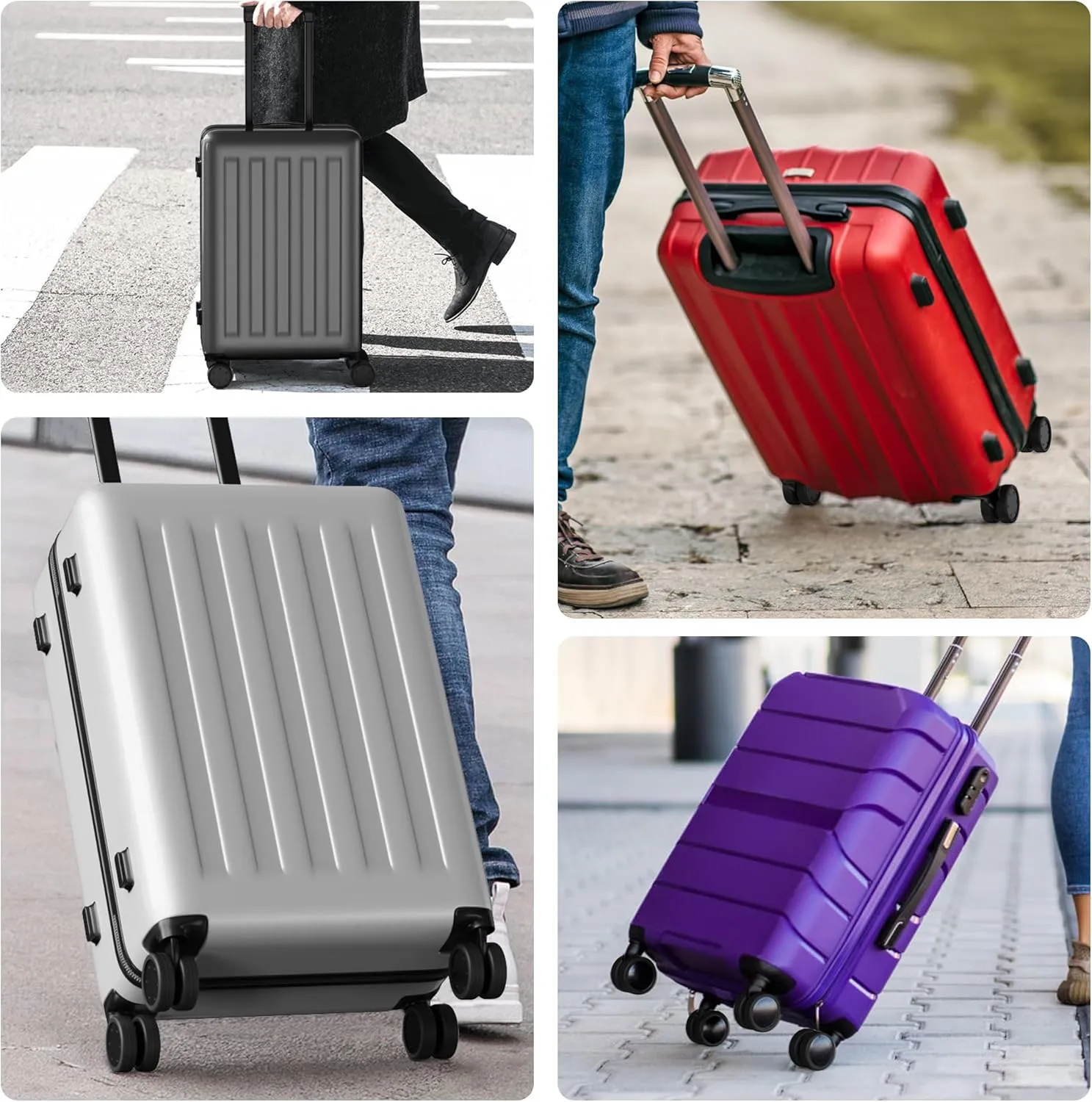 AWINNER 8 Pack Luggage Wheels Covers - Silicone Luggage Wheel Protector Covers for most 8 Spinner Wheel Suitcases or Office Chair Caster,Durable,Mute and Shock Absorption (Black)