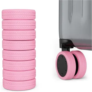 AWINNER 8 Pack Luggage Wheels Covers - Silicone Luggage Wheel Protector Covers for most 8 Spinner Wheel Suitcases or Office Chair Caster,Durable,Mute and Shock Absorption (Pink)