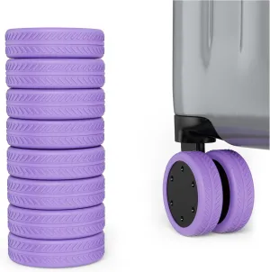 AWINNER 8 Pack Luggage Wheels Covers - Silicone Luggage Wheel Protector Covers for most 8 Spinner Wheel Suitcases or Office Chair Caster,Durable,Mute and Shock Absorption (Purple)