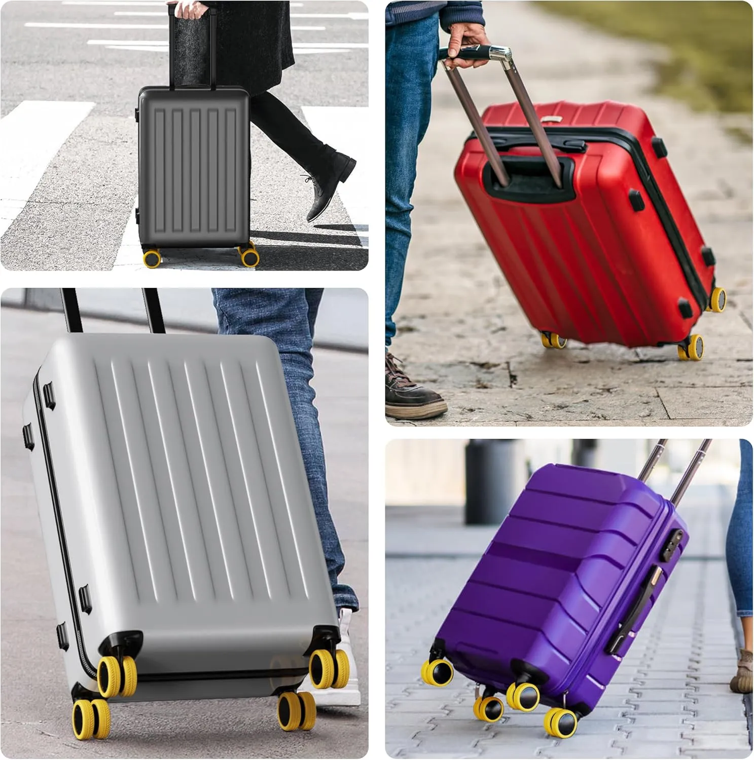 AWINNER 8 Pack Luggage Wheels Covers - Silicone Luggage Wheel Protector Covers for most 8 Spinner Wheel Suitcases or Office Chair Caster,Durable,Mute and Shock Absorption (Yellow)