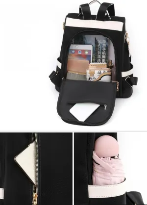 Backpack Purse Women Anti-theft Waterproof Lightweight Travel Fashion Designer Casual Nylon Ladies Daypack Shoulder Bag Handbag Hiking Daily and Shopping (WhitePink)