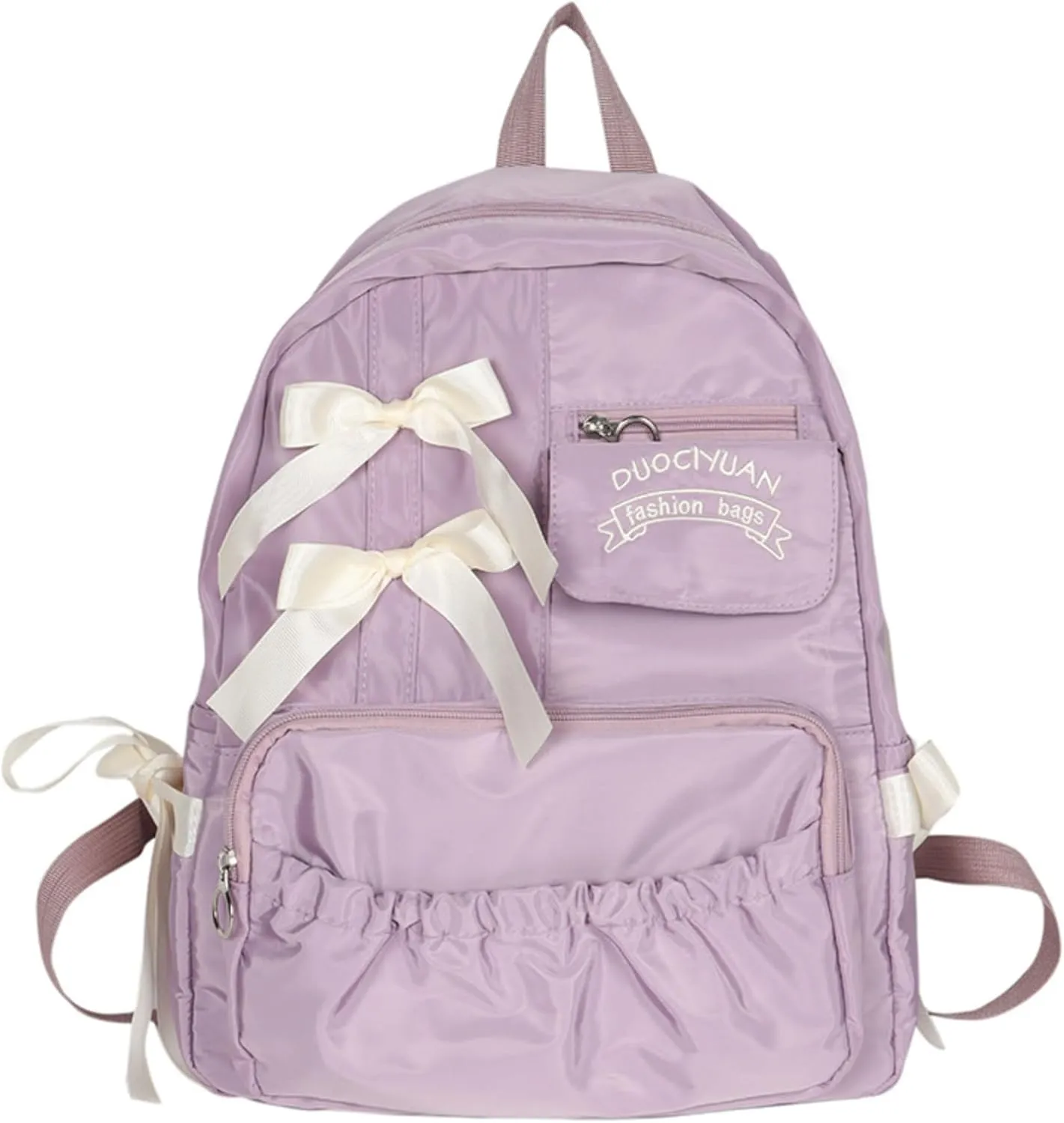 Backpack with Attached Bow-Knots - Ideal for Day-to-Day Use, Kawaii Backpack, Y2k, Aesthetic Cute Backpack (Purple)