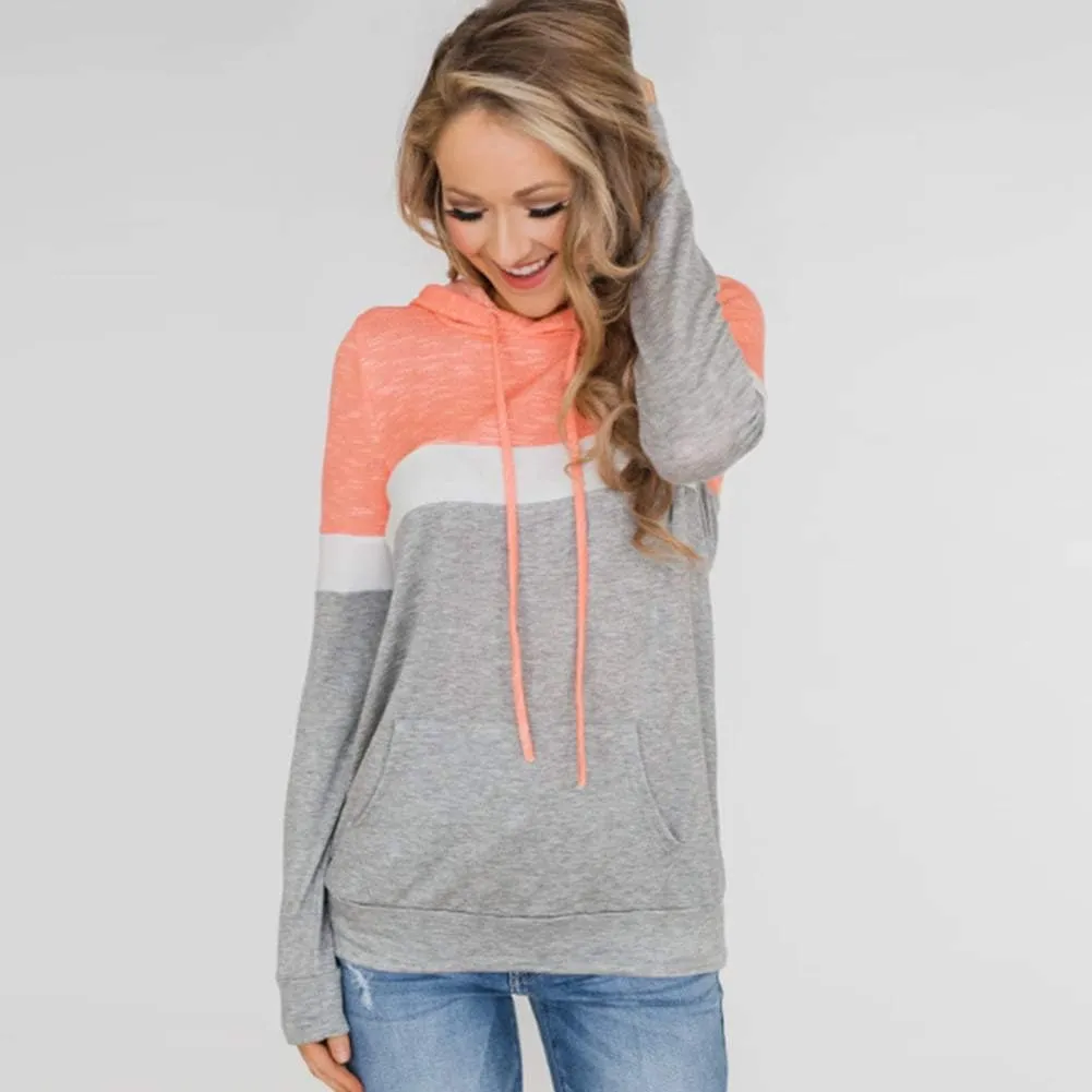 Barlver Women's Casual Hoodies Color Block Long Sleeve Drawstring Sweatshirts 1/4 Zip Pullover Lightweight Tops with Pocket