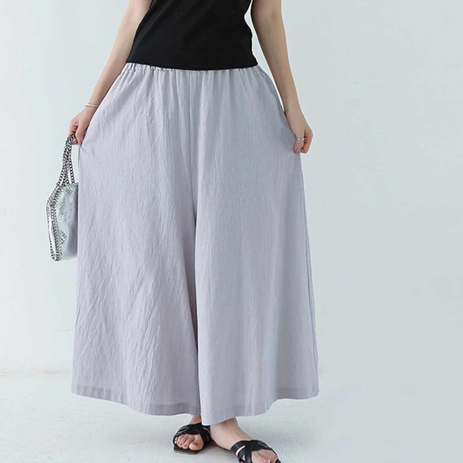 Beach Pants for Women Wide Leg Wide Leg Long Pant Trousers with Pocket Linen Blend