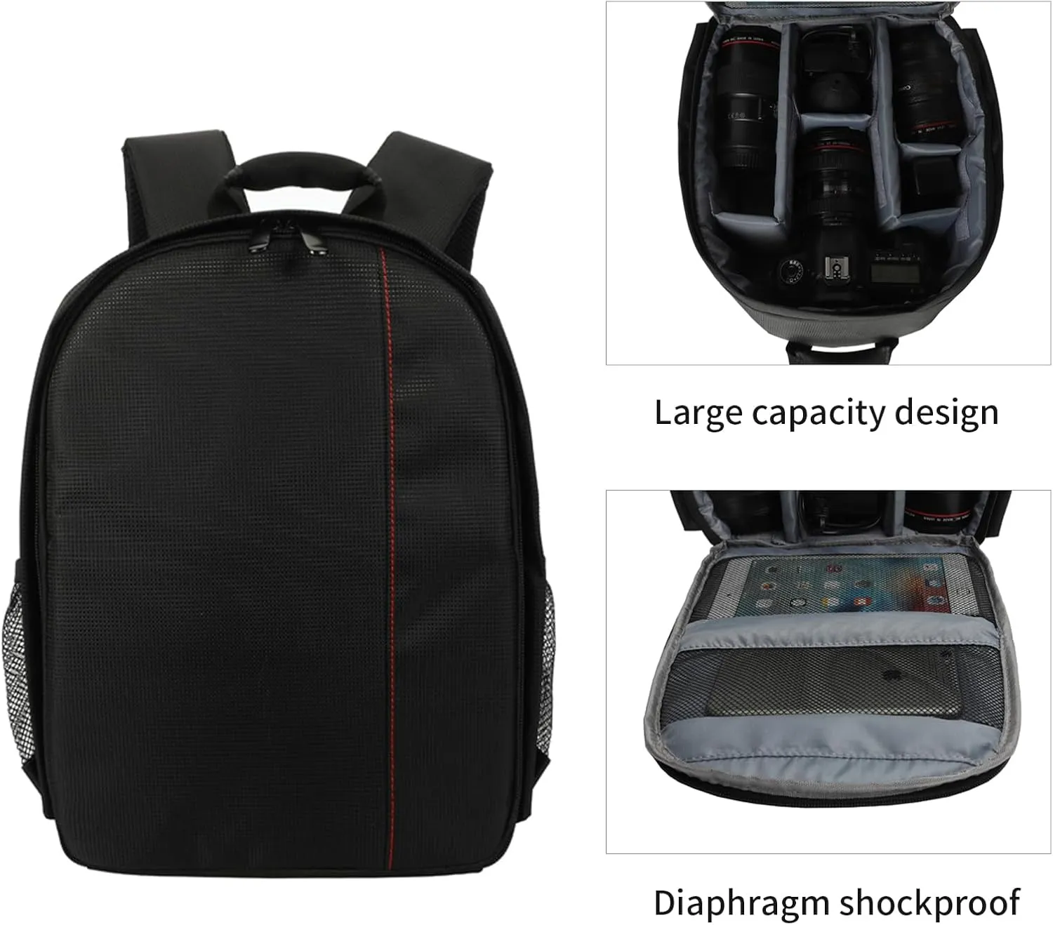Camera Backpack for DSLR/SLR & Mirrorless Cameras - Compact 12.9" Oxford Bag with Tripod Holder, Rain Cover & Padded Compartments (Black/Orange)