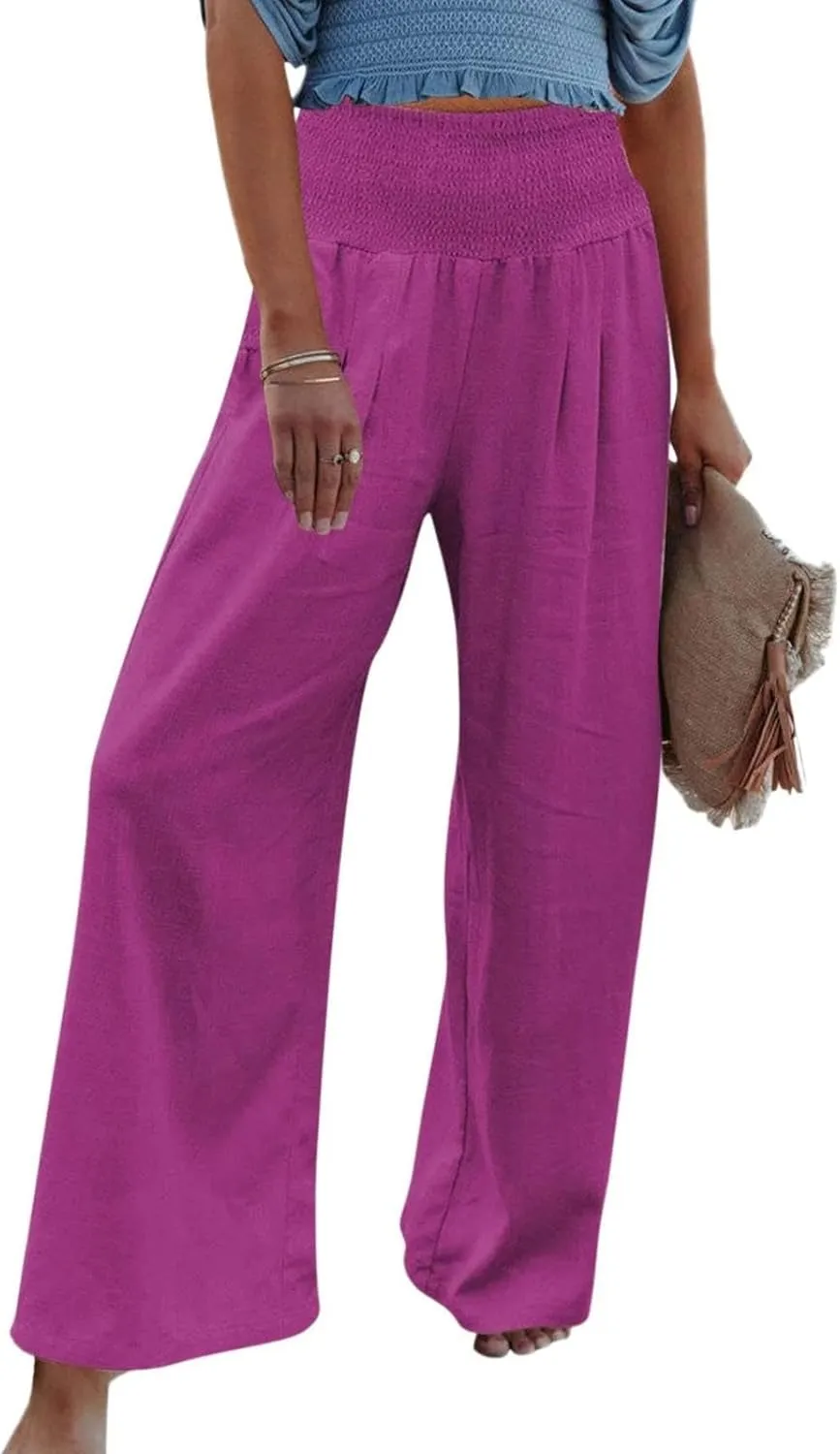 Casual Trousers Pants for Women Loose Wide Leg Baggy Slacks Cotton Linen Pants 2025 Summer Flowy Sweatpants