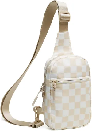 Checkered Sling Backpack Women Fanny Packs Bum Bag Crossbody Bags Cute Cross Body Hobo Shoulder Sport Wallet Purses 2025