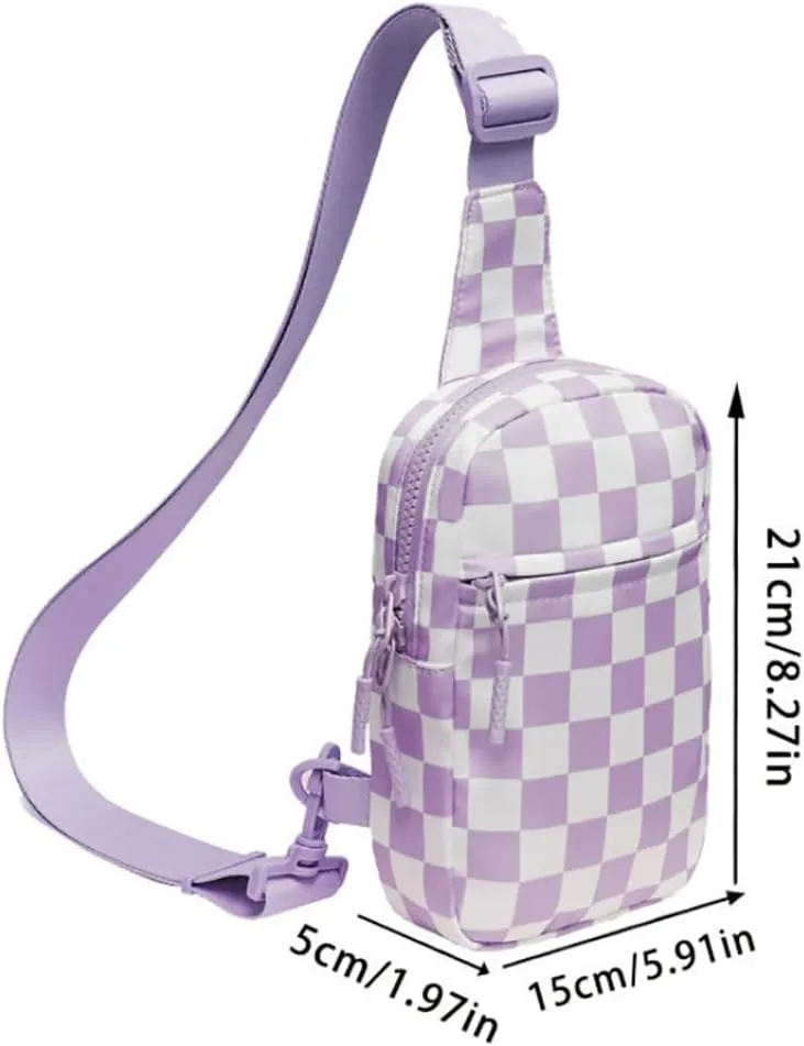 Checkered Sling Backpack Women Fanny Packs Bum Bag Crossbody Bags Cute Cross Body Hobo Shoulder Sport Wallet Purses 2025