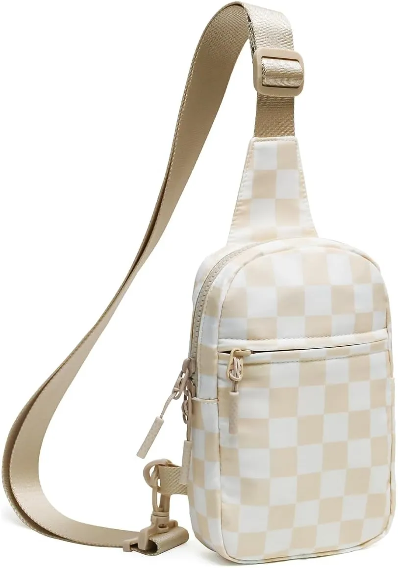 Checkered Sling Backpack Women Fanny Packs Bum Bag Crossbody Bags Cute Cross Body Hobo Shoulder Sport Wallet Purses 2025