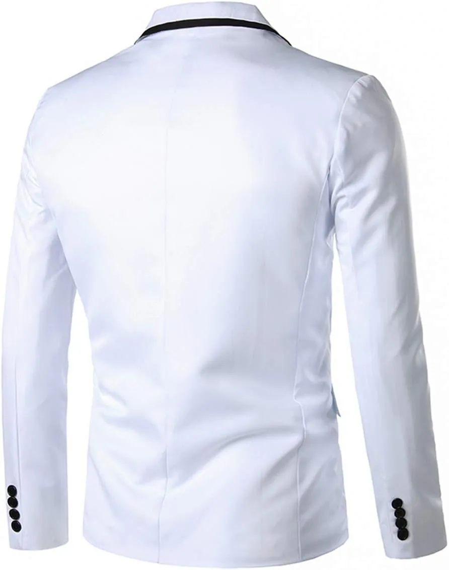 Cloudstyle Mens Casual Slim Fit Suit Jacket 1 Button Daily Blazer Business Sport Coat Tops