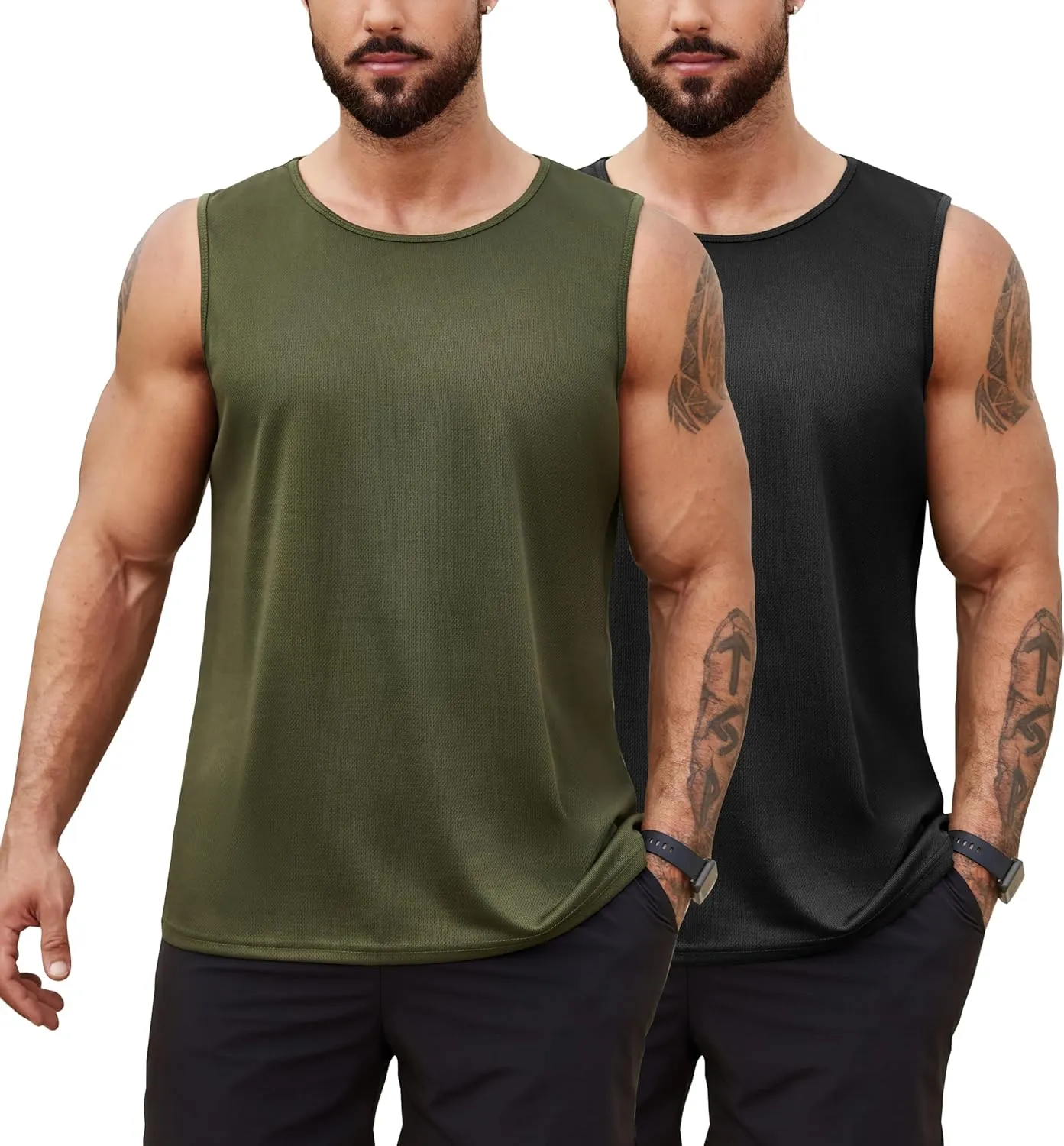 COOFANDY Men's 2 Pack Muscle Sleeveless Shirt Dry Fit Workout Gym Tank Tops