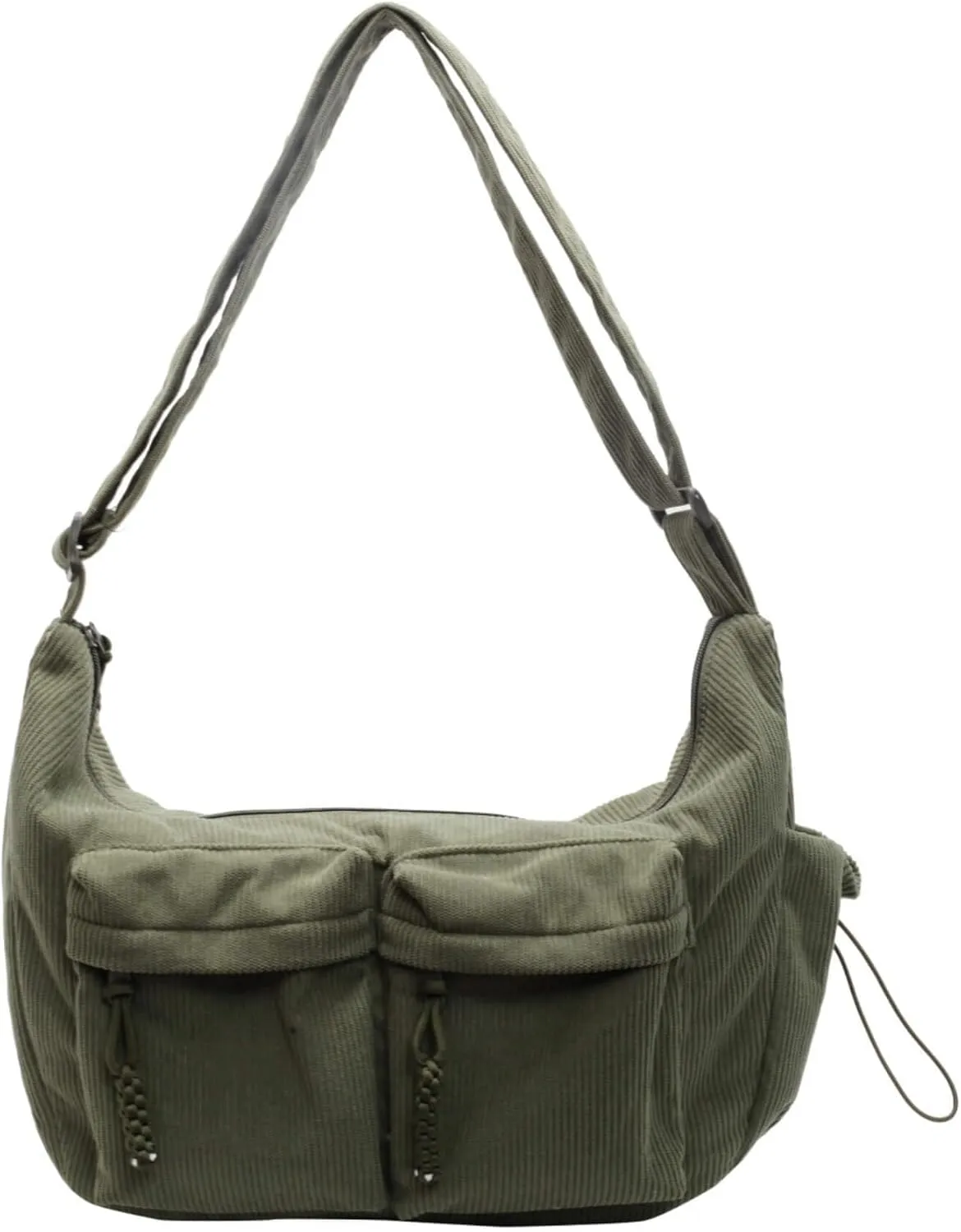 Corduroy Crossbody Bag for Women & Men, Large Slouchy Crescent Hobo Bag with Multi-Pocket