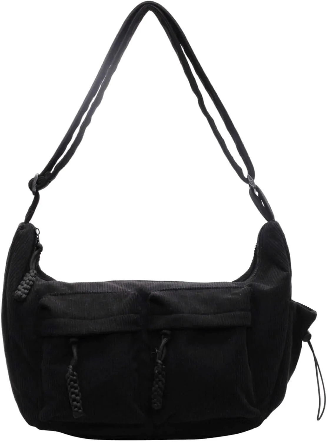 Corduroy Crossbody Bag for Women & Men, Large Slouchy Crescent Hobo Bag with Multi-Pocket
