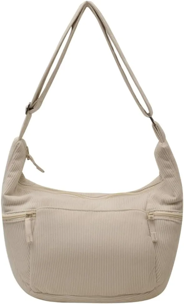 Corduroy Crossbody Bag for Women Lightweight Underarm Shoulder Purse Trendy Crescent Sling Hobo Bags Cute Tote Handbag