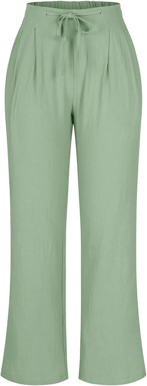 Cotton Clothes for Women Women's Linen Pants Linen Loose 9 Point Trousers Linen Blend Pants
