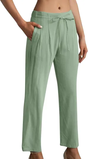 Cotton Clothes for Women Women's Linen Pants Linen Loose 9 Point Trousers Linen Blend Pants