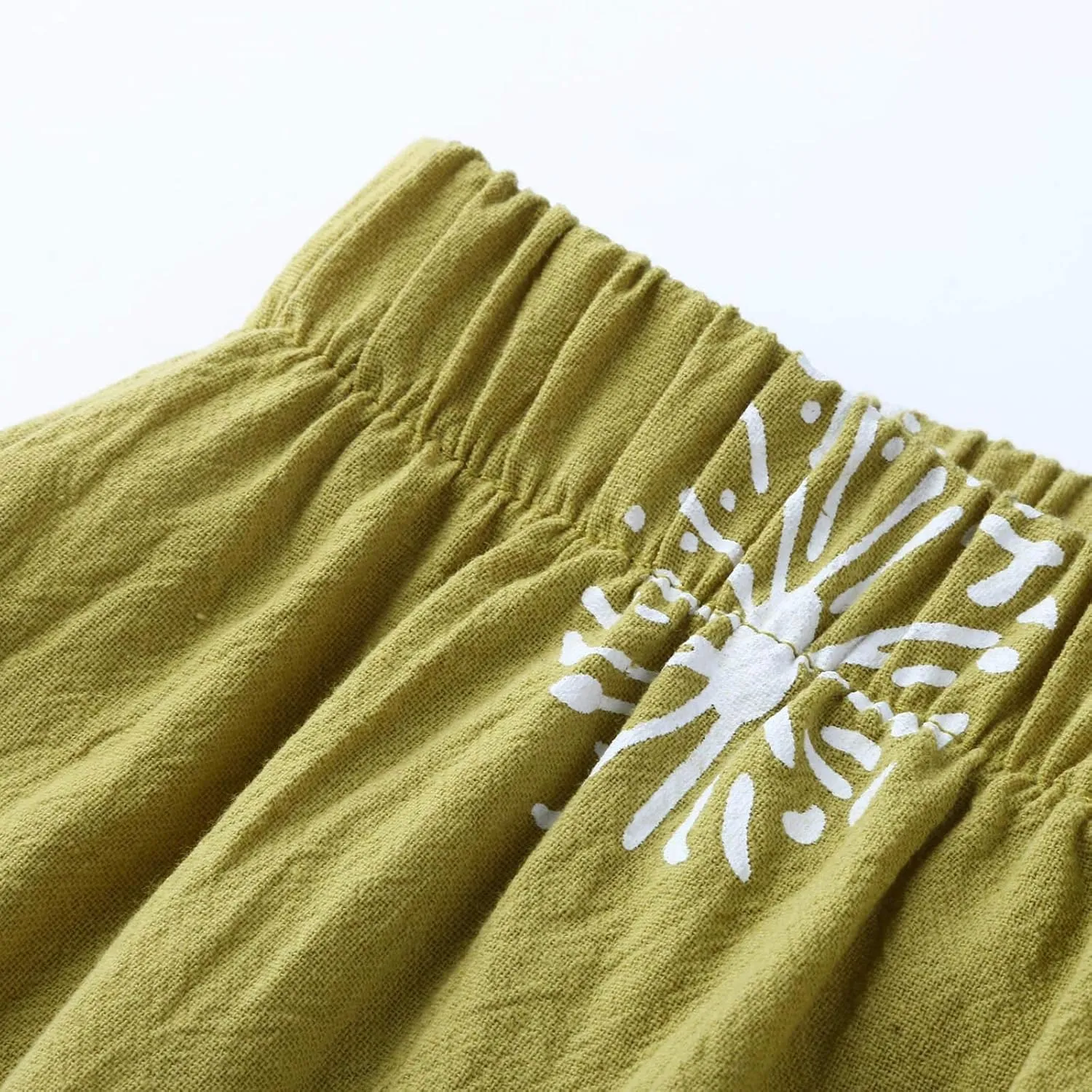 Cotton Linen Casual Summer Capri Pants for Women Cropped Comfy Baggy Trousers Palazzo Lounge Pants, Medium
