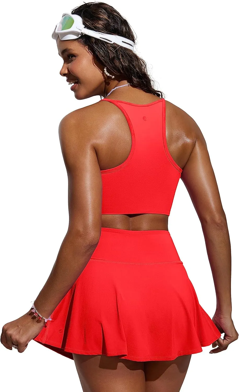 CRZ YOGA Women's Bikini Tops High Neck Swimsuit Racerback Padded Bathing Suit Sexy Swimwear