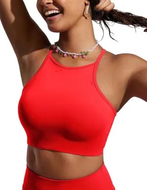 CRZ YOGA Women's Bikini Tops High Neck Swimsuit Racerback Padded Bathing Suit Sexy Swimwear