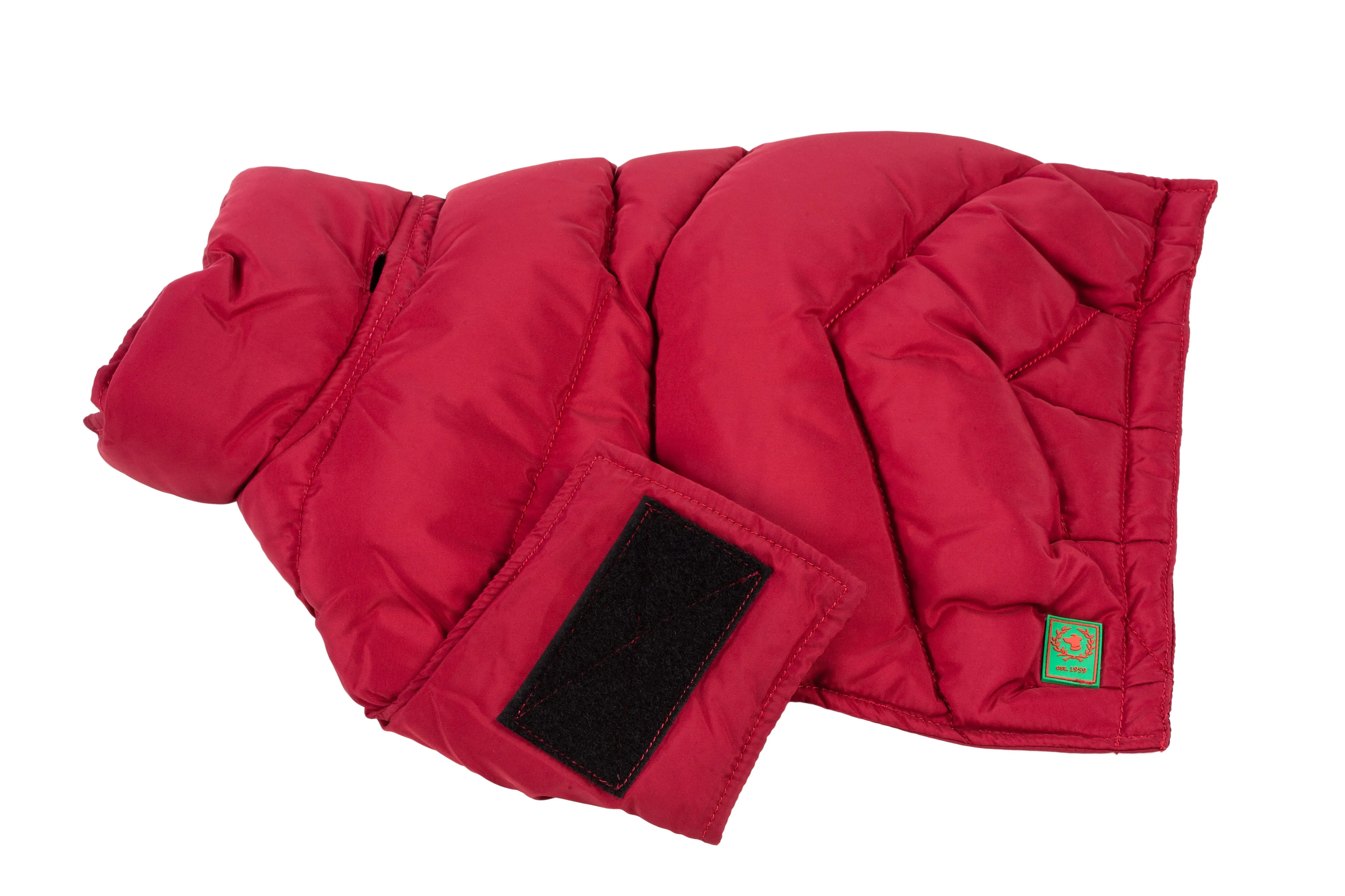 Down Puffer Coat - Brown & Cranberry