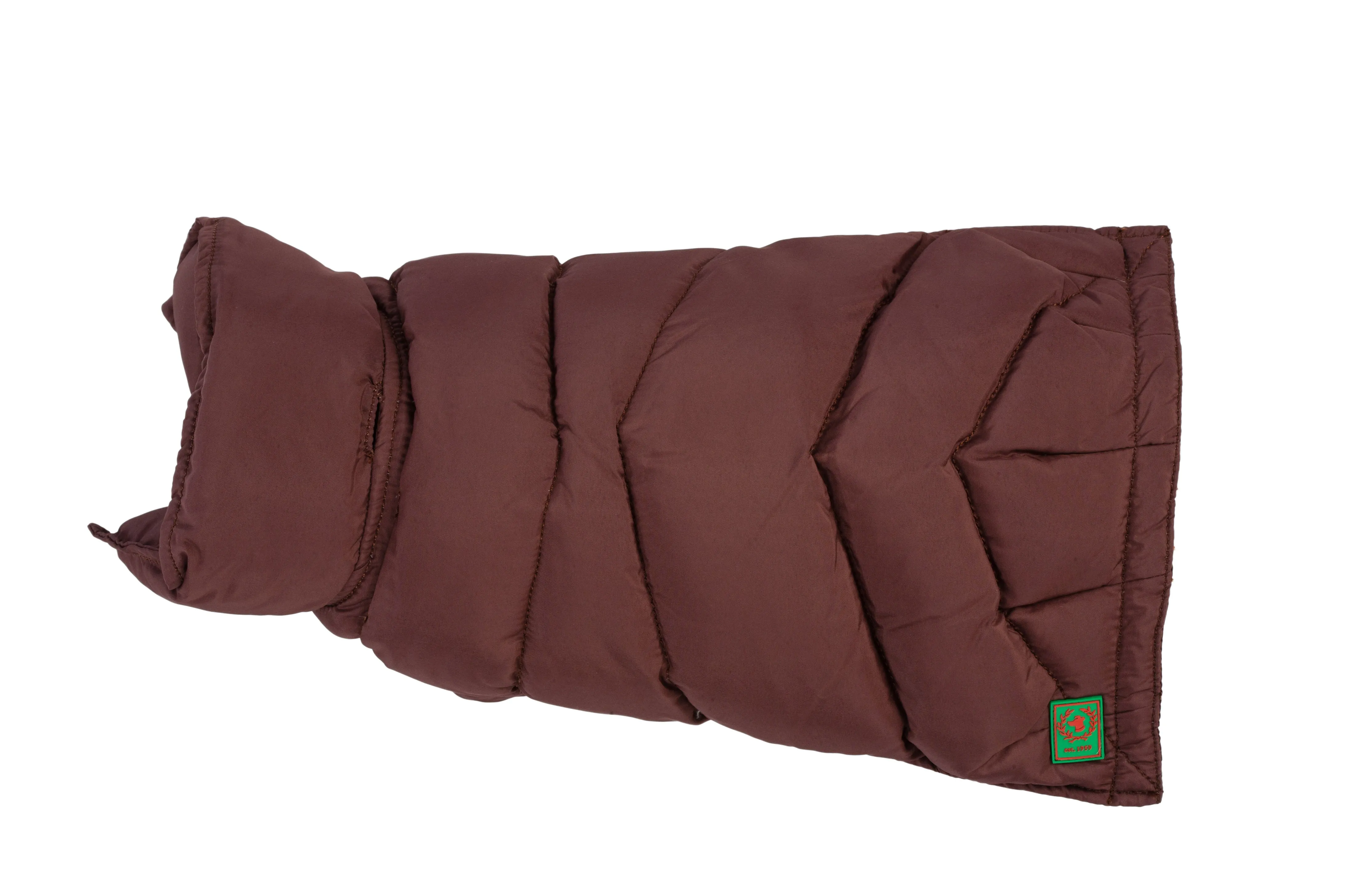 Down Puffer Coat - Brown & Cranberry