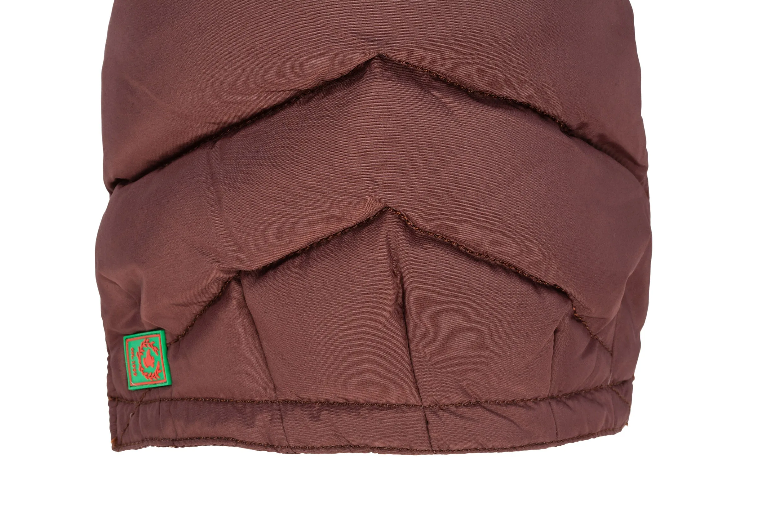 Down Puffer Coat - Brown & Cranberry