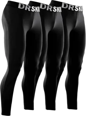 DRSKIN 3 or 2 Pack Men's Thermal Compression Pants Tights Fleece Lined Base Layers Underwear Sports Athletic Workout Winter
