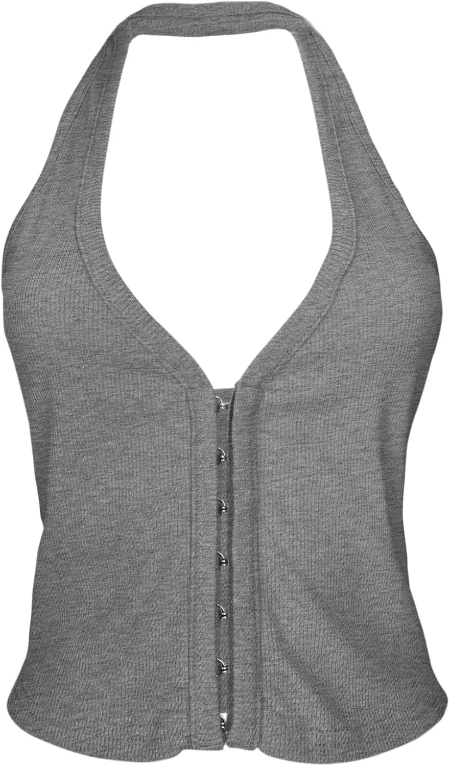 Fallorchid Womens Sleeveless Tank Tops Sexy Y2k Halter V Neck Ribbed Kint Crop Top
