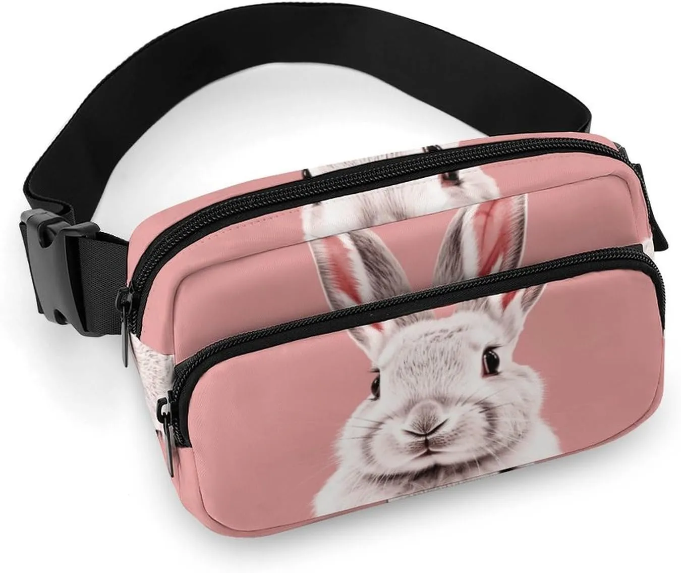 Fanny Packs for Women Men,Peach Animal Portrait Printed Water Resistant Belt Bag,Cross Body Small Fanny Pack with Adjustable Straps,Waist Bag for Traveling Running Sports Casual