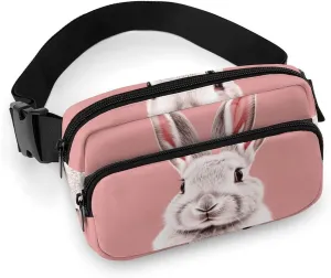 Fanny Packs for Women Men,Peach Animal Portrait Printed Water Resistant Belt Bag,Cross Body Small Fanny Pack with Adjustable Straps,Waist Bag for Traveling Running Sports Casual
