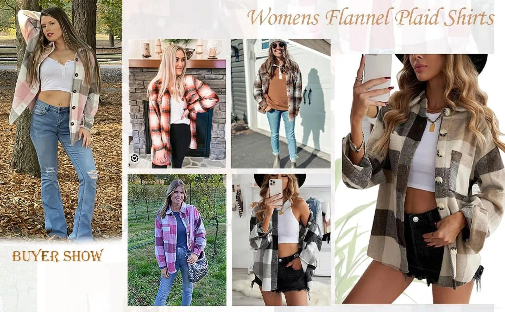 Fantaslook Womens Plaid Shirts Flannel Shacket Jacket Long Sleeve Button Down Boyfriend Shirt Coats