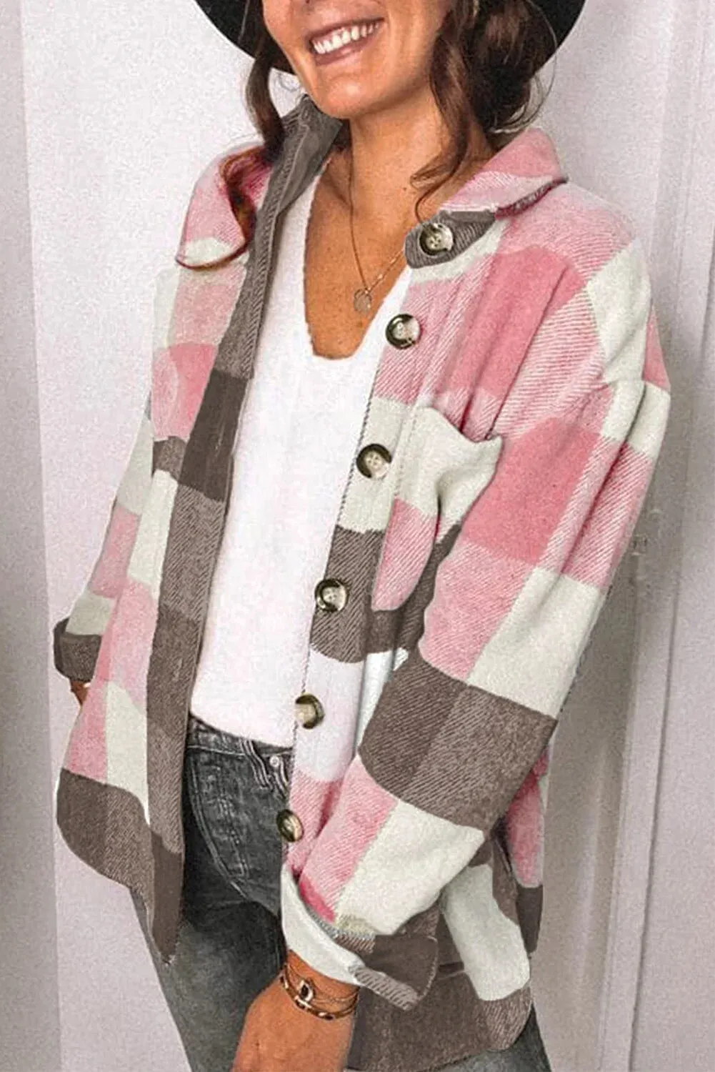 Fantaslook Womens Plaid Shirts Flannel Shacket Jacket Long Sleeve Button Down Boyfriend Shirt Coats