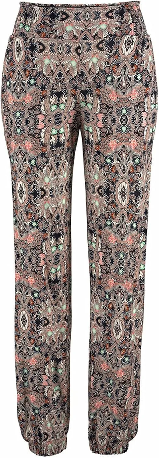 FarJing Women's Boho Palazzo Pants Casual Comfy High Waist Print Stretch Beach Trousers Lounge Pants Wide Leg