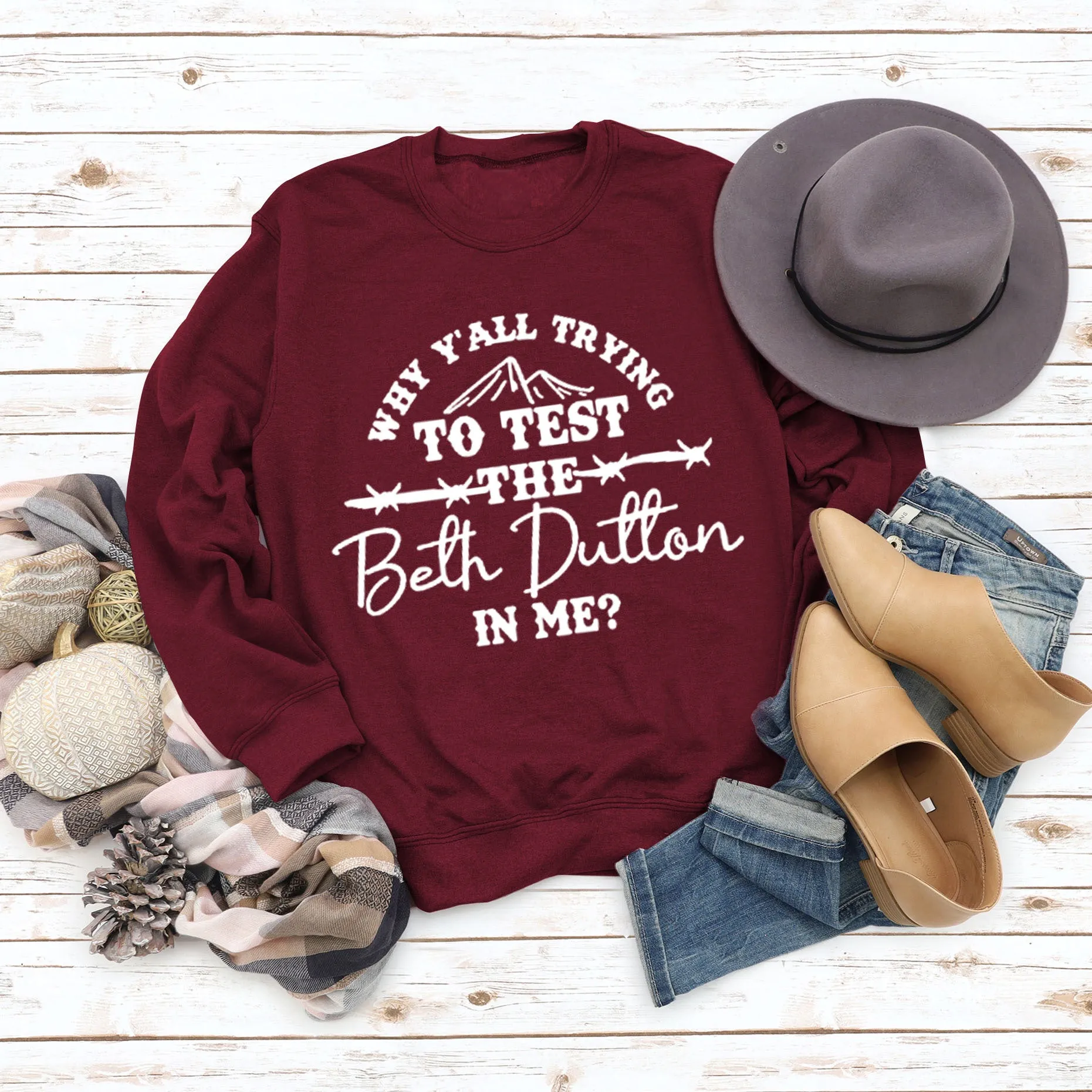 Fashion Round Neck Letter Blouse Long Sleeve WHY Y'ALL Printed Loose Sweater